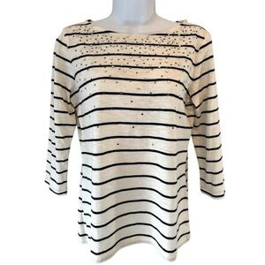 Nautical Bejeweled Casual Preppy Talbots Petite Top